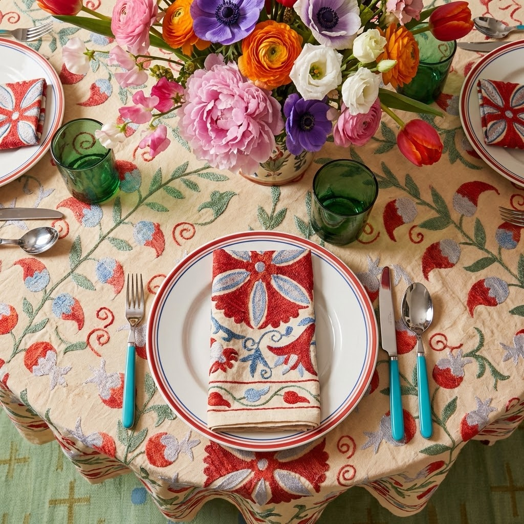 Round Suzani Tablecloth