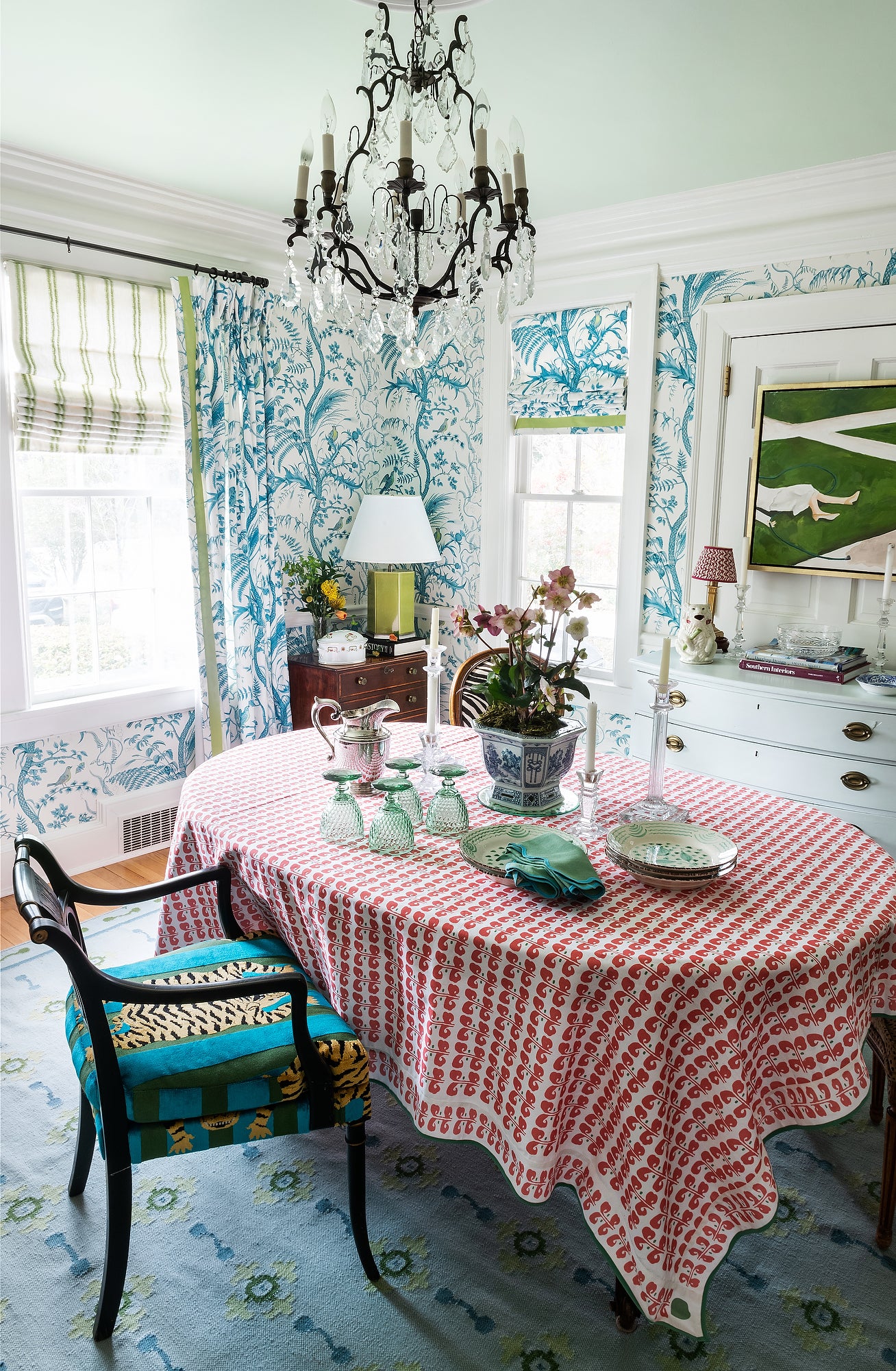 Coral Suzani Stripe Tablecloth