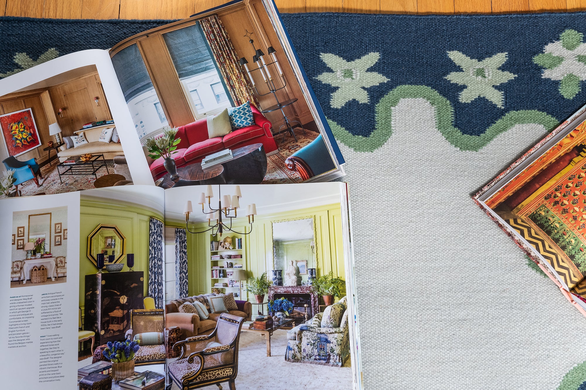 Gogo Dhurrie Flat Weave Navy/Green