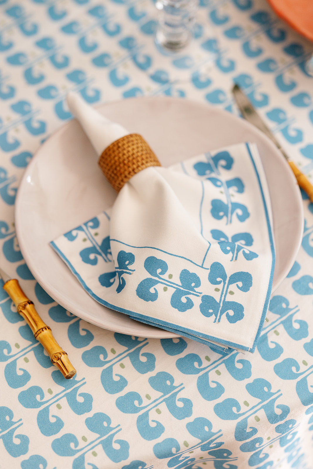 Blue Suzani Stripe Tablecloth