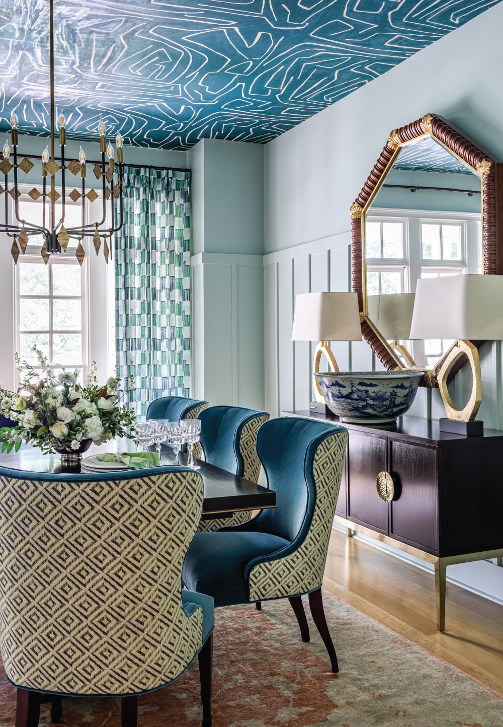Lee Jofa Graffito Wallpaper in Teal/Pearl