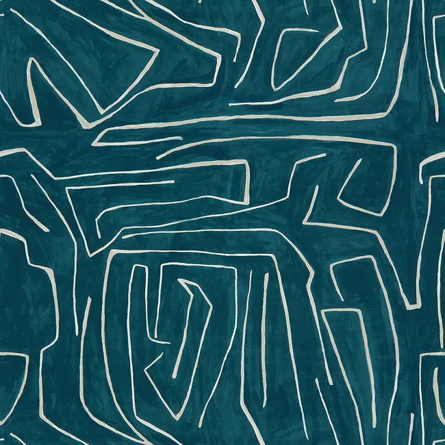 Lee Jofa Graffito Wallpaper in Teal/Pearl
