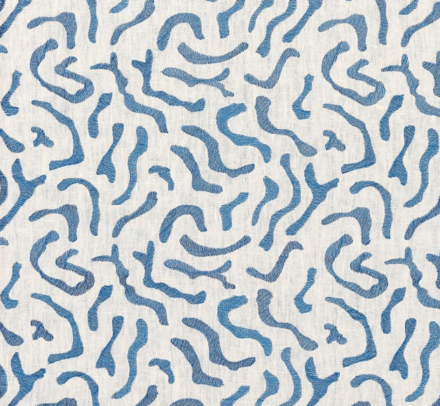 Vaughan Keros Embroidered Linen - Blue