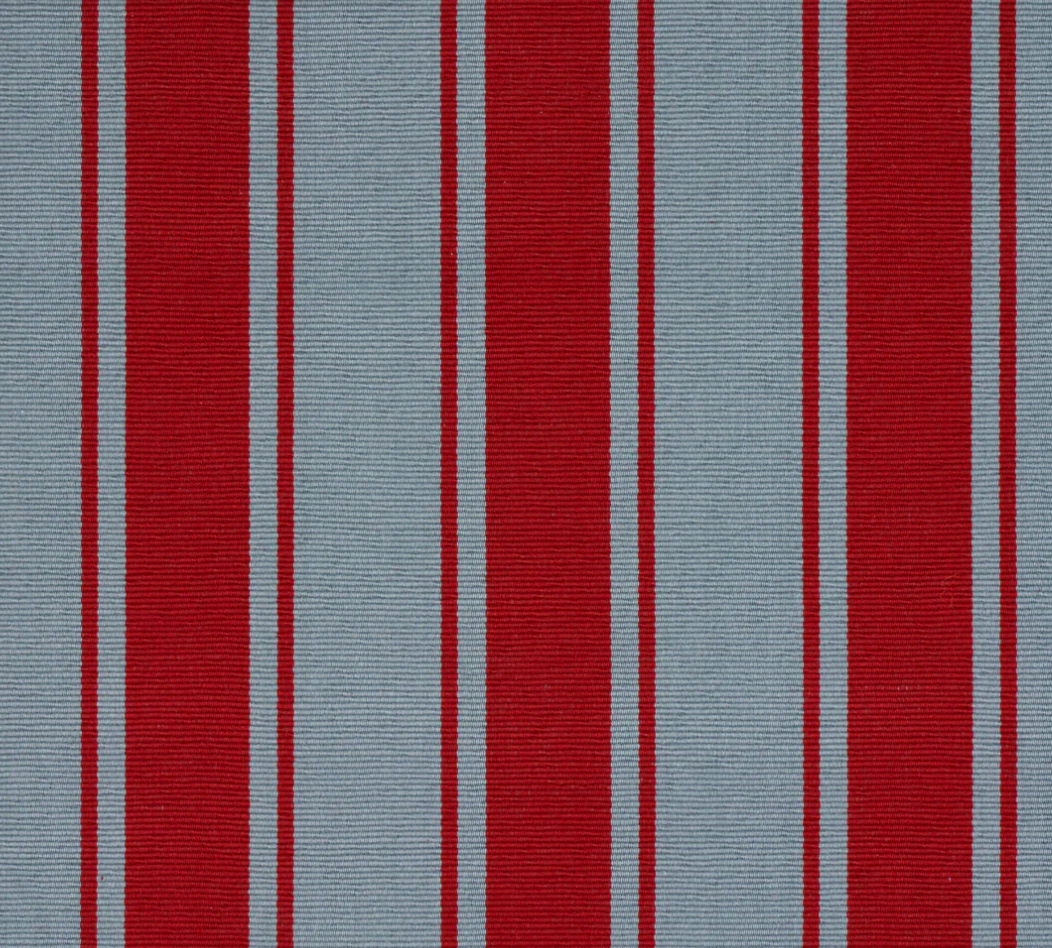 Schumacher Tangier Stripe  Teal & Red Fabric